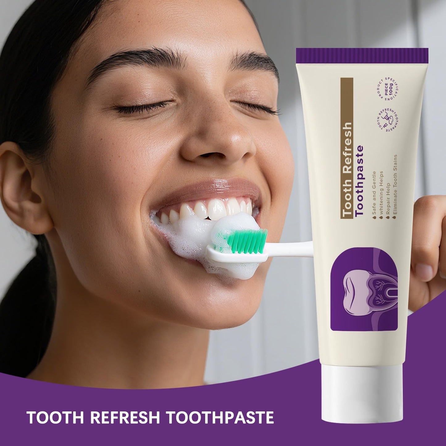 Tooth Refresh Toothpaste – Fresh Breath Whitening, 3.52 oz Mint Gel, Pack of 2