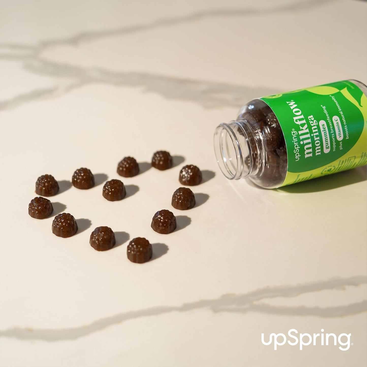 UpSpring Milkflow Moringa Gummies - Natural Breastfeeding Support (Vegan, Green Apple)