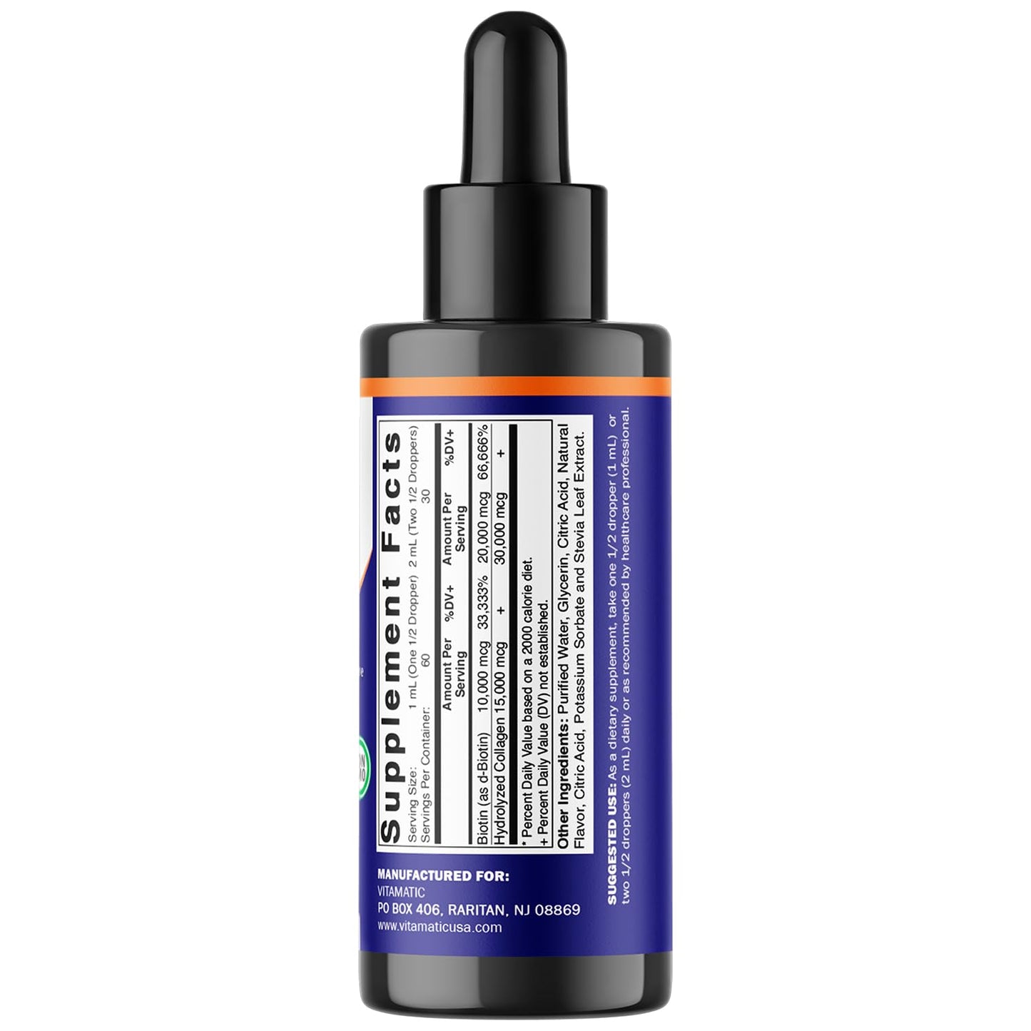 Vitamatic 2 Packs Liquid Biotin & Collagen for Hair Growth - Hair, Skin & Nails