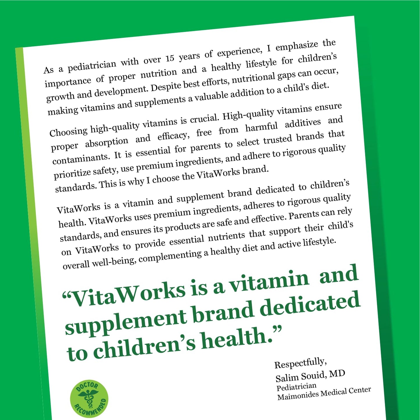 VitaWorks Kids Vitamin C Chewables – 250 mg Orange Flavor | 120 Chewables | Vegan & Gluten Free