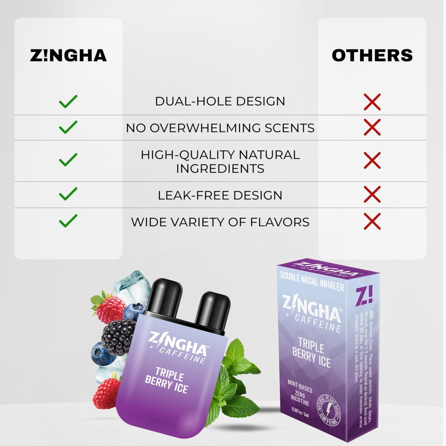 Z!NGHA Caffeinated Aromatherapy Nasal Inhaler Stick – Natural Energy Boost with Essential Oils + Caffeine (Vanilla Custard)