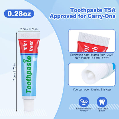 0.28oz Small Toothpaste Travel Size Bulk – Mint Scent, TSA Compliant (40 Count)