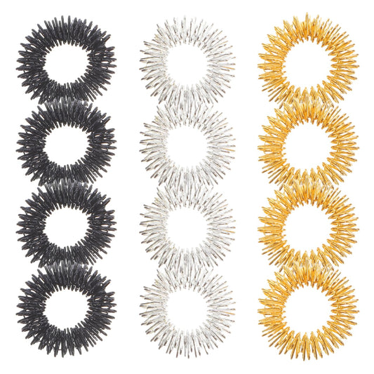 12pcs Spiky Sensory Finger Massage Massager – Golden, Silver & Black