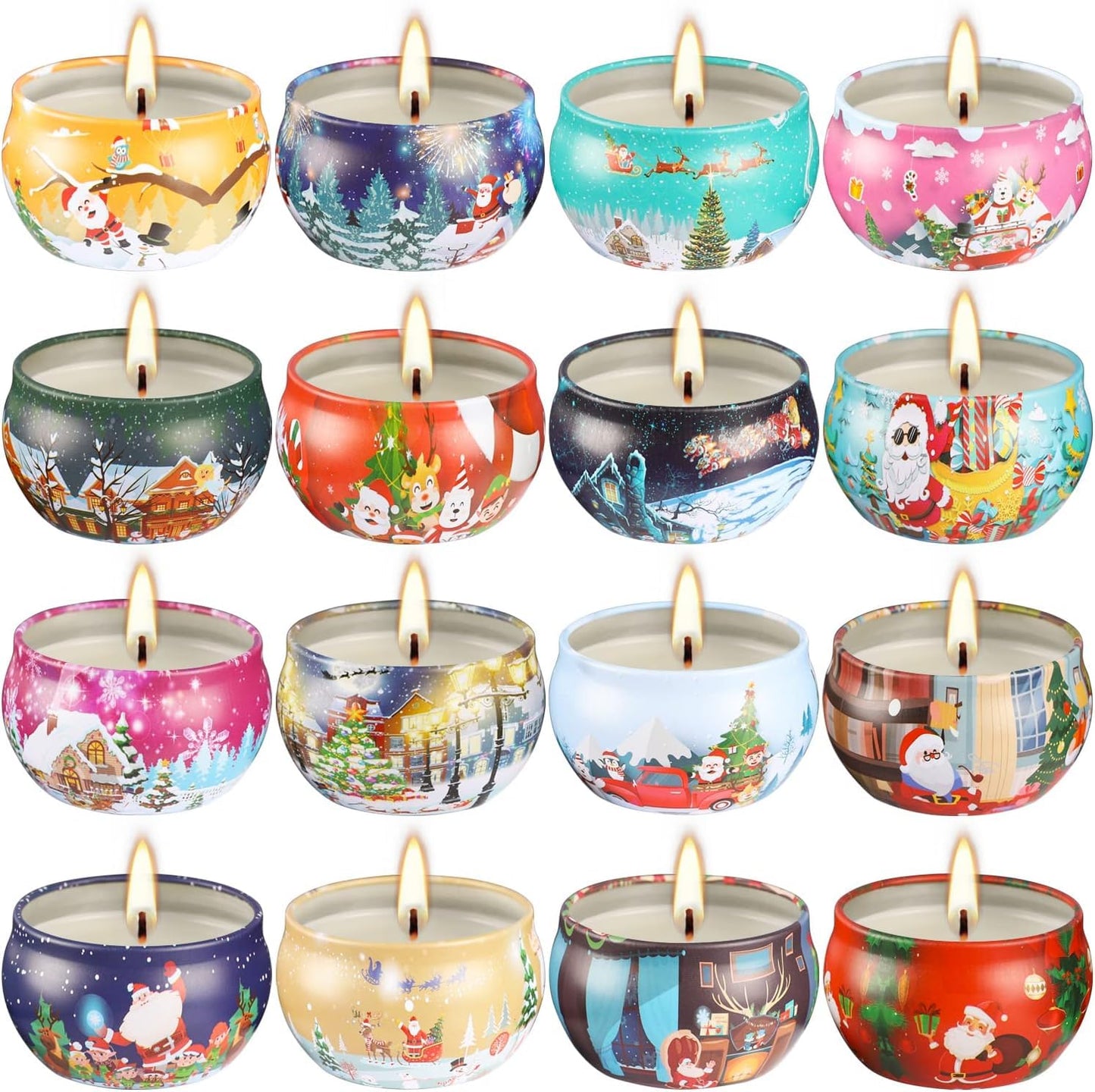 16pcs Christmas Scented Candles Set | 2.5oz Soy Wax Aromatherapy Gift for Women