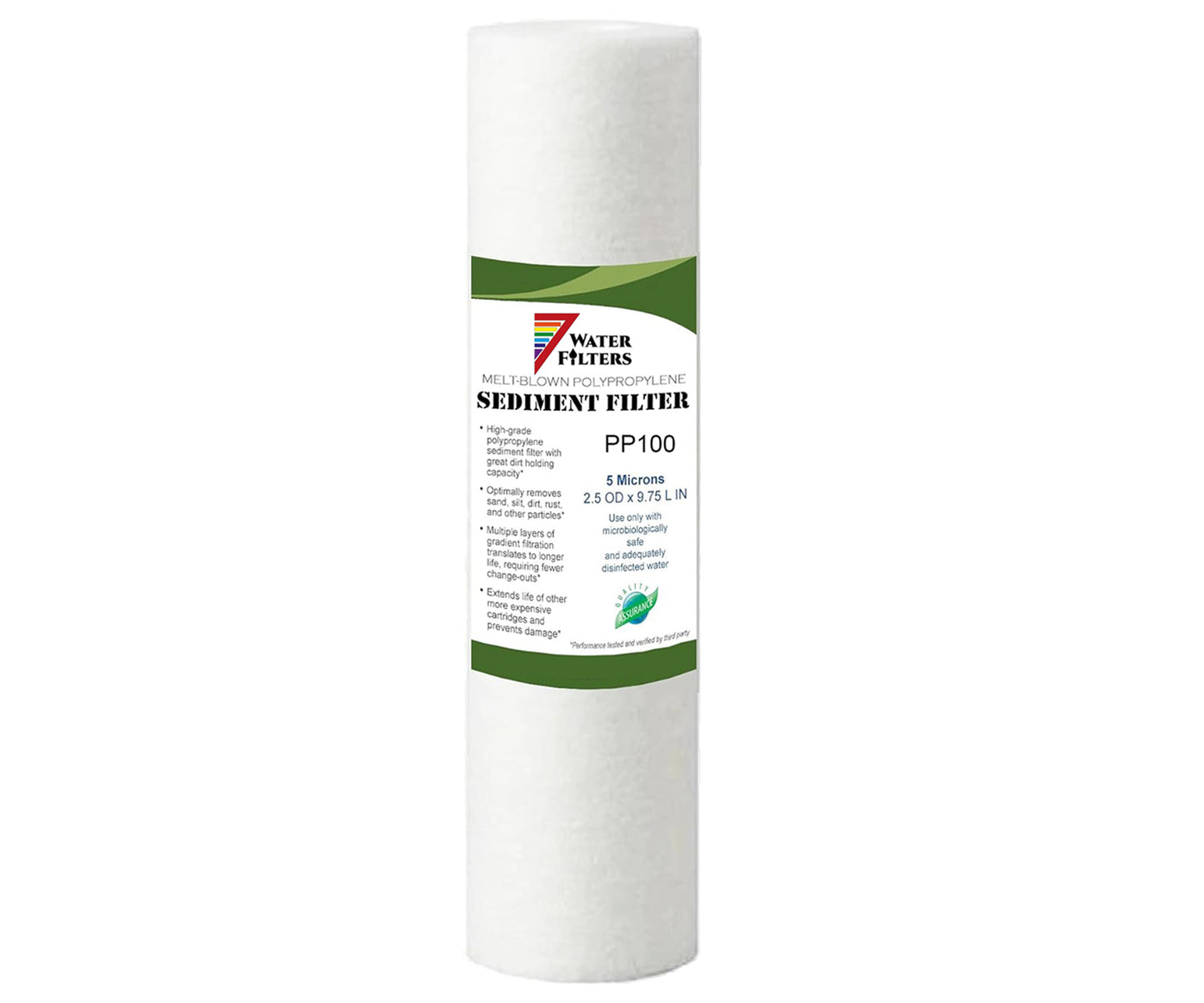 10" 5 micron Polypropylene Sediment Filter, Fits All Standard Filter Housings, W2.5inch H9.75inch