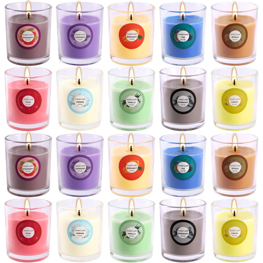 20 Pack Scented Candles Gift Set – 10 Fragrances, Aromatherapy Soy Wax Glass Jar Candle