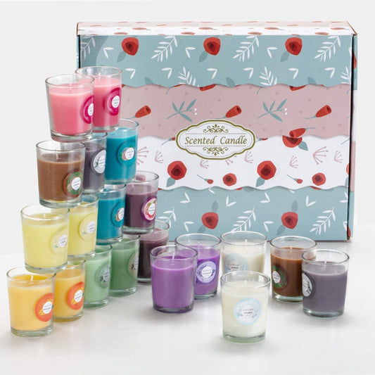 20 Pack Scented Candles Gift Set – 10 Fragrances, Aromatherapy Soy Wax Glass Jar Candle