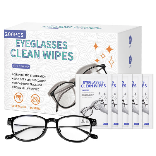 200 Pack Large Glasses Cleaner Wipes – Eyeglasses & Screens (4.72 x 5.91 in)