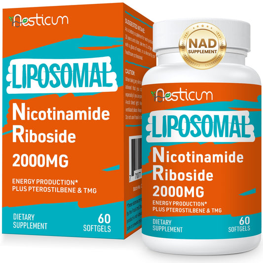 2000 mg Nicotinamide Riboside NMNH Supplement Alternative – Liposomal NAD+ with TMG & Pterostilbene | 60 Softgels