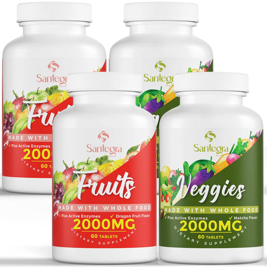 2000 MG Fruit & Veggies Supplement, 240 Tablets – 35+ Fruits & Veggies
