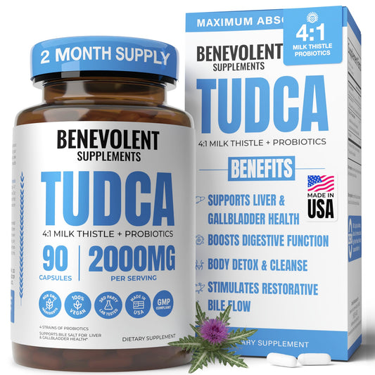2000mg TUDCA Supplement – Max Absorption with Milk Thistle & Probiotics | 90 Vegan Capsules