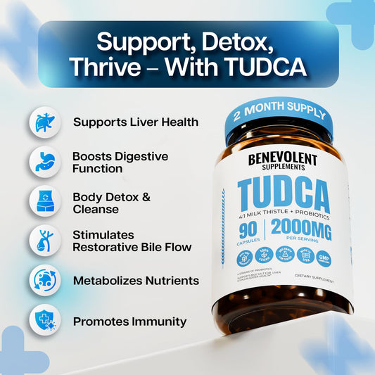 2000mg TUDCA Supplement – Max Absorption with Milk Thistle & Probiotics | 90 Vegan Capsules