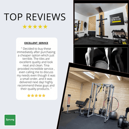 30mm Sprung PRO Gym Floor Tile - Rubber Heavy Duty Gym Flooring