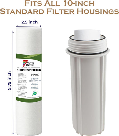 10" 5 micron Polypropylene Sediment Filter, Fits All Standard Filter Housings, W2.5inch H9.75inch
