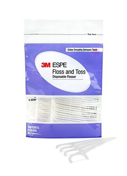 3M Floss and Toss Disposable Flosser – Floss & Toothpick in One (Pack of 30)