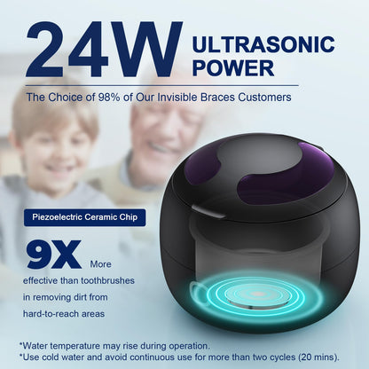 Upgraded Ultrasonic Retainer Cleaner 45kHz – Denture, Mouth Guard & Night Guard Cleaner with 200ml Cleaning Pod