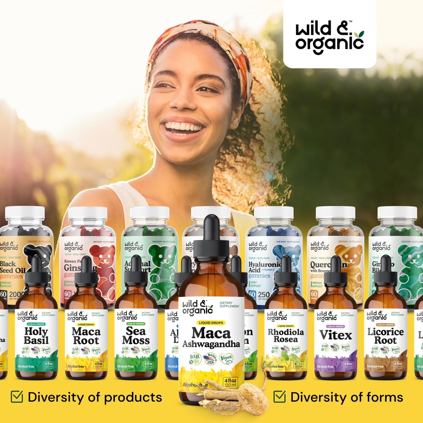 Wild & Organic Maca Root Ashwagandha Drops - 4 fl oz | Vegan, Sugar & Alcohol-Free Tincture for Men & Women