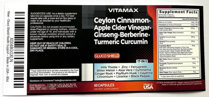 Gluco Health Support: Ceylon Cinnamon + Apple Cider Vinegar + Turmeric (60ct) – USA Made, Non-GMO
