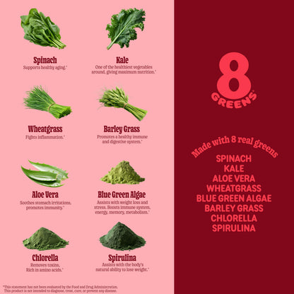 8Greens Daily Greens Gummies – Superfood Booster, Energy & Immunity (Apple)