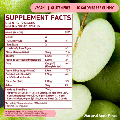 8Greens Daily Greens Gummies – Superfood Booster, Energy & Immunity (Apple)