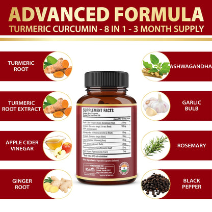 7 in 1 Turmeric Curcumin + Apple Cider Vinegar Capsules – 3 Month Supply
