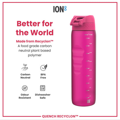 Leak Proof 1 litre Water Bottle, Recyclon, Pink, 1L