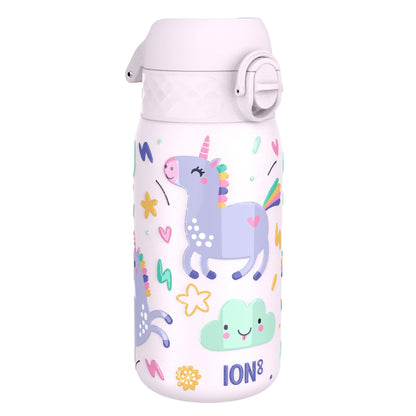 Leak Proof Kids Water Bottle, Stainless Steel, Unicorns, 400ml (13oz)