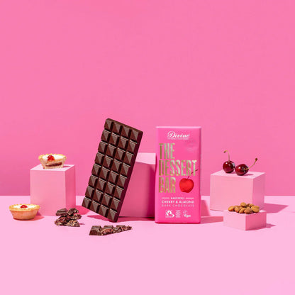 60% Dark Chocolate Bakewell with Cherry & Almond - Divine Chocolate - 180g