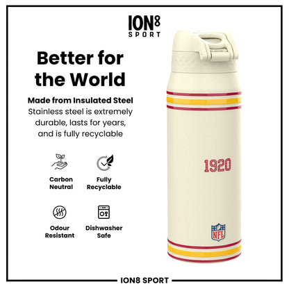 NFL x ION8 Insulated Steel Water Bottle, NFL Cardinals, 750ml (24oz)