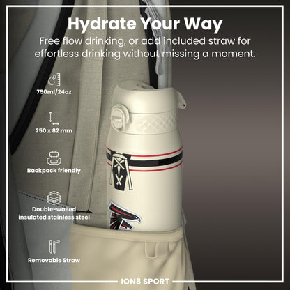 NFL x ION8 Insulated Steel Water Bottle, NFL Falcons, 750ml (24oz)
