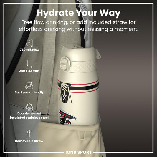 NFL x ION8 Insulated Steel Water Bottle, NFL Falcons, 750ml (24oz)