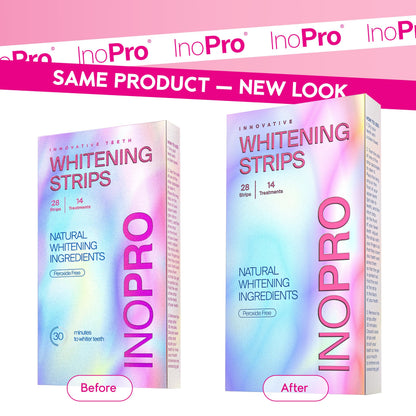 InoPro Teeth Whitening Strips Kit – Enamel Safe, Peroxide-Free, 28 Strips