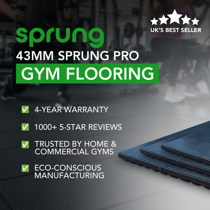 43mm Sprung PRO Rubber AntiShock Gym Flooring Tile