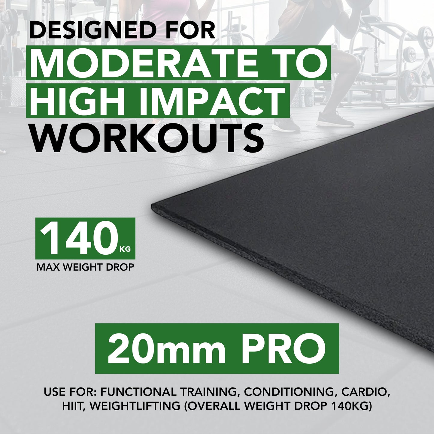 20mm Rubber PRO Gym Flooring | Heavy-Duty, Smooth Top Surface  – UK’s Highest Rated
