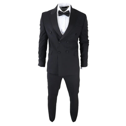AK-22 - Men's Double Breasted Black Tuxedo Dinner Wedding Suit