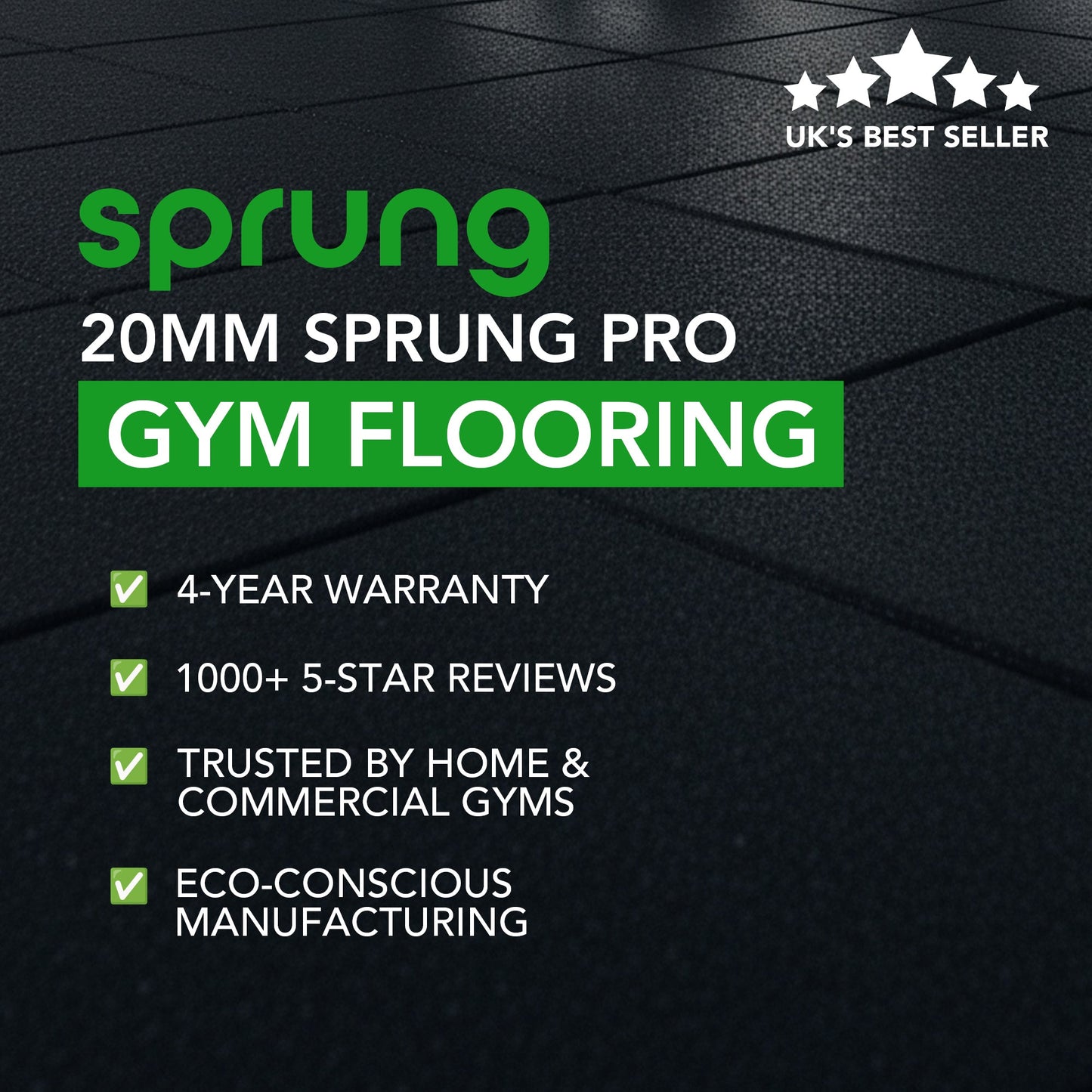 20mm Rubber PRO Gym Flooring | Heavy-Duty, Smooth Top Surface  – UK’s Highest Rated