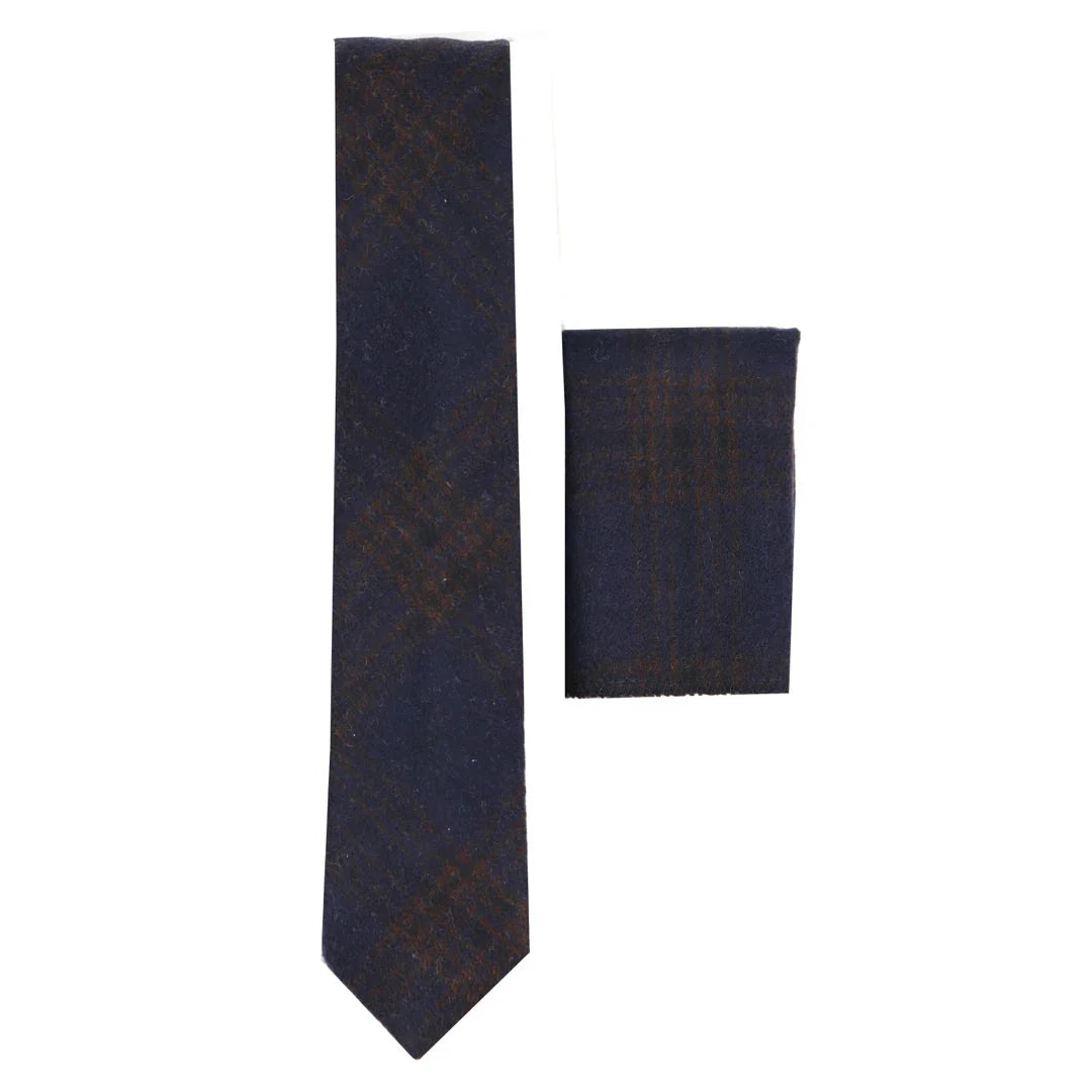 281 - Men's Herringbone Tweed Wool Tie & Hankerchief 2"