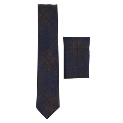281 - Men's Herringbone Tweed Wool Tie & Hankerchief 2"