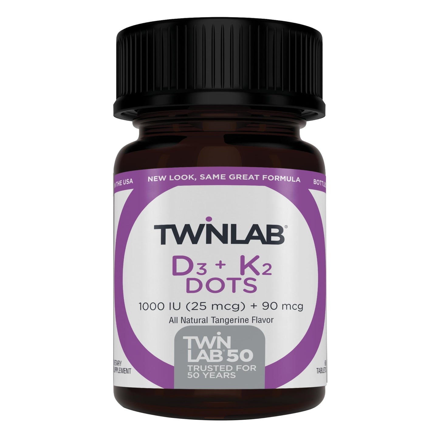Twinlab Vitamin D3 1000 + K2 Dots – Bone & Heart Health, Immune Support | 60 Tablets (1000 IU)