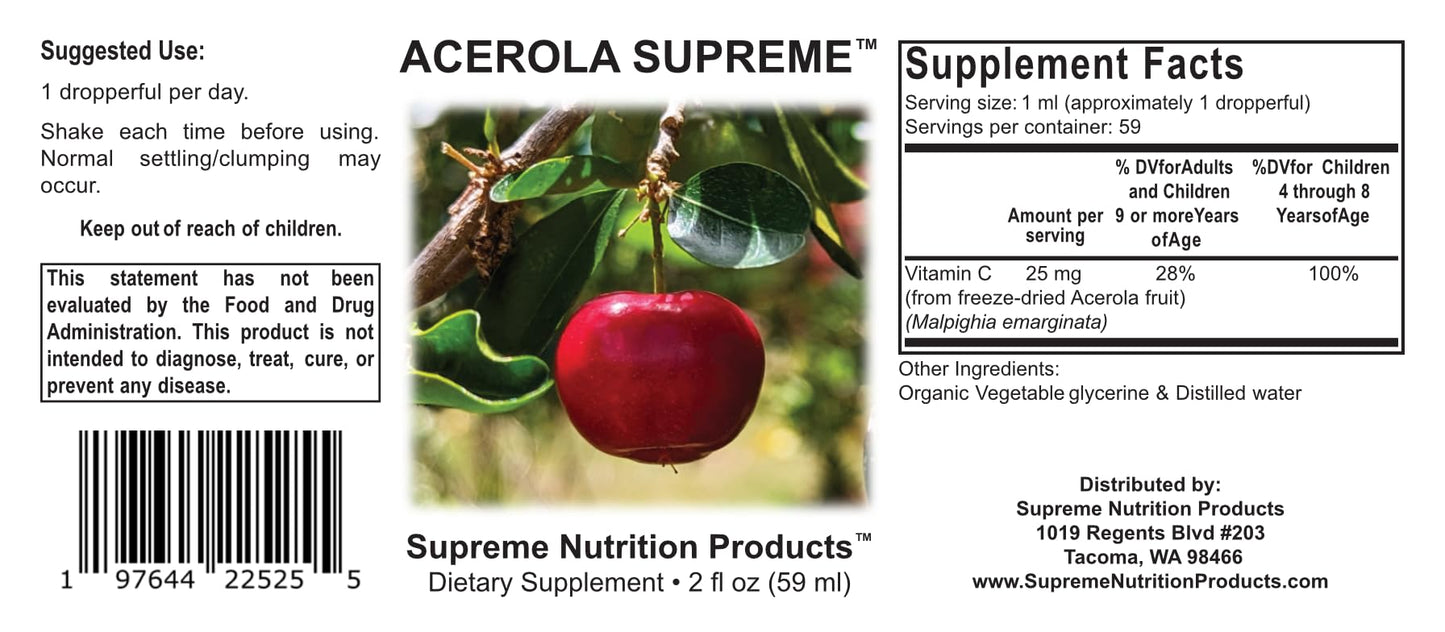 Supreme Nutrition Acerola Supreme Tincture – 2 fl oz, 59 Servings
