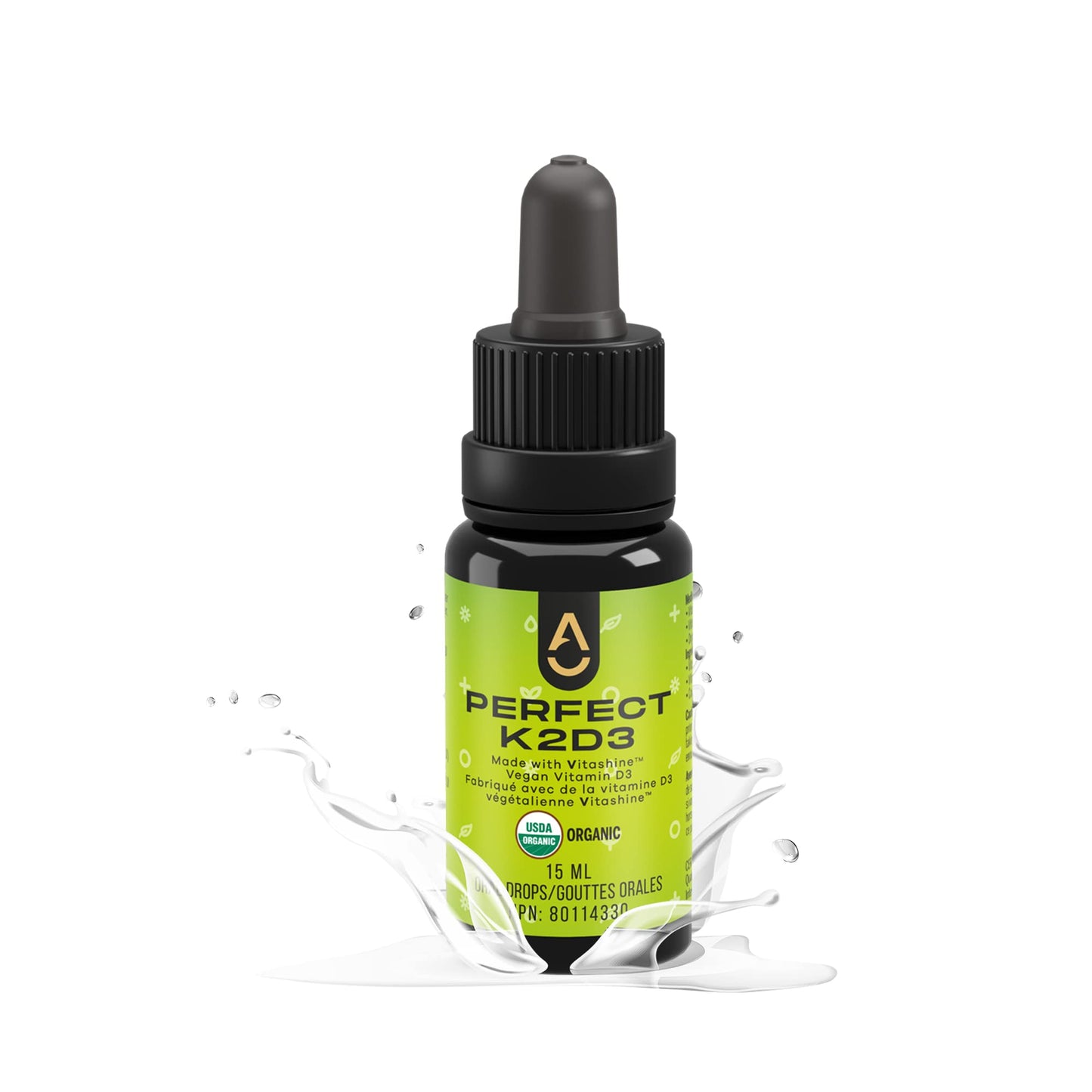 Activation Products - Perfect K2D3, Liquid Vitamin D3 with K2, Vitamin K2 and D3 Supplement in MCT Oil, D3K2 Vitamins for Bone Strength and Immune Support, D3+K2 Vitamins for Calcium Absorption, 15 ml