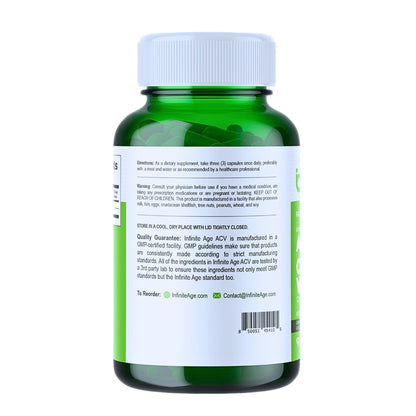 Infinite Age 1950mg Apple Cider Vinegar Capsules – 90 Count | Made in USA | Vegan, Gluten Free, All-Natural | 60mg Cayenne