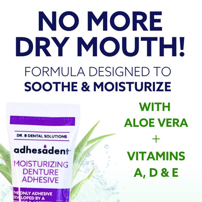 Adhesadent Moisturizing Denture Adhesive – Zinc-Free, ADA Approved, 2 Pack