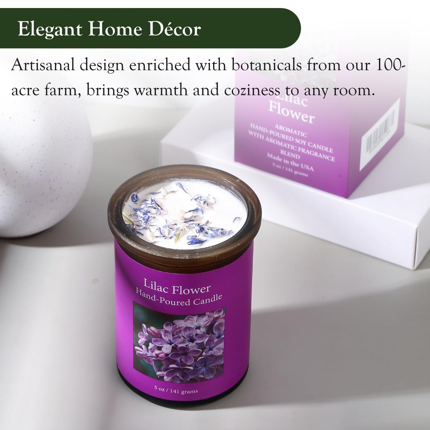 ADK Lilac Scented Candle – 4.5 oz Aromatherapy Candle, Hand-Poured in USA | Premium Soy Wax | Adirondack Fragrance Farm