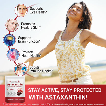AEBEFBAW Astaxanthin 12mg – 120 Softgels | Premium Natural Antioxidant