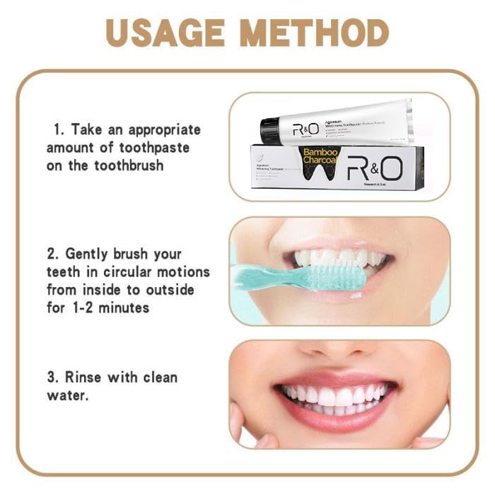 R&O Ageratum Whitening Toothpaste with Bamboo Charcoal – 3.53 oz | Removes Stubborn Stains & Fresh Breath