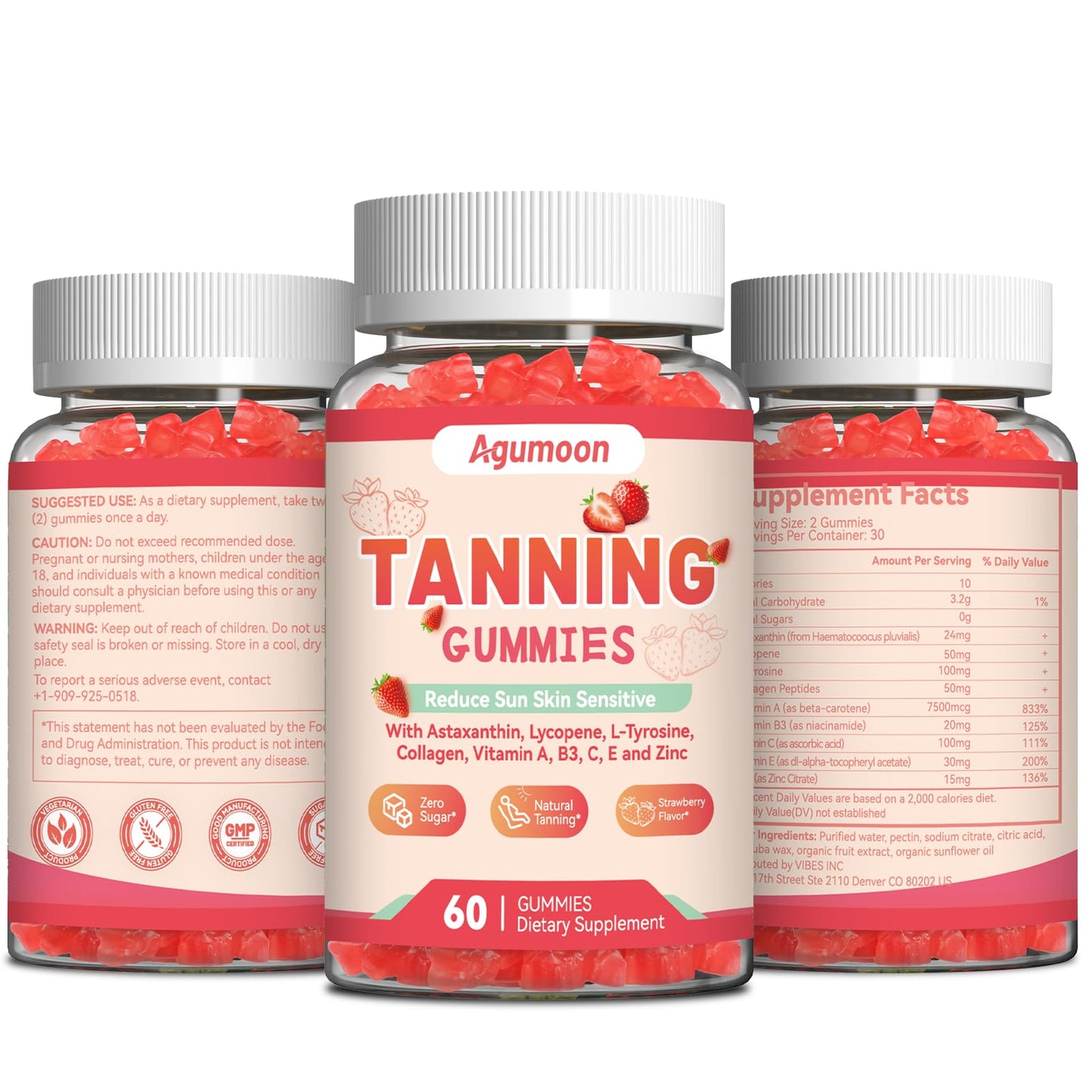 Agumoon Tanning Gummies – Vegan Self-Tan Supplement (60 Gummies)