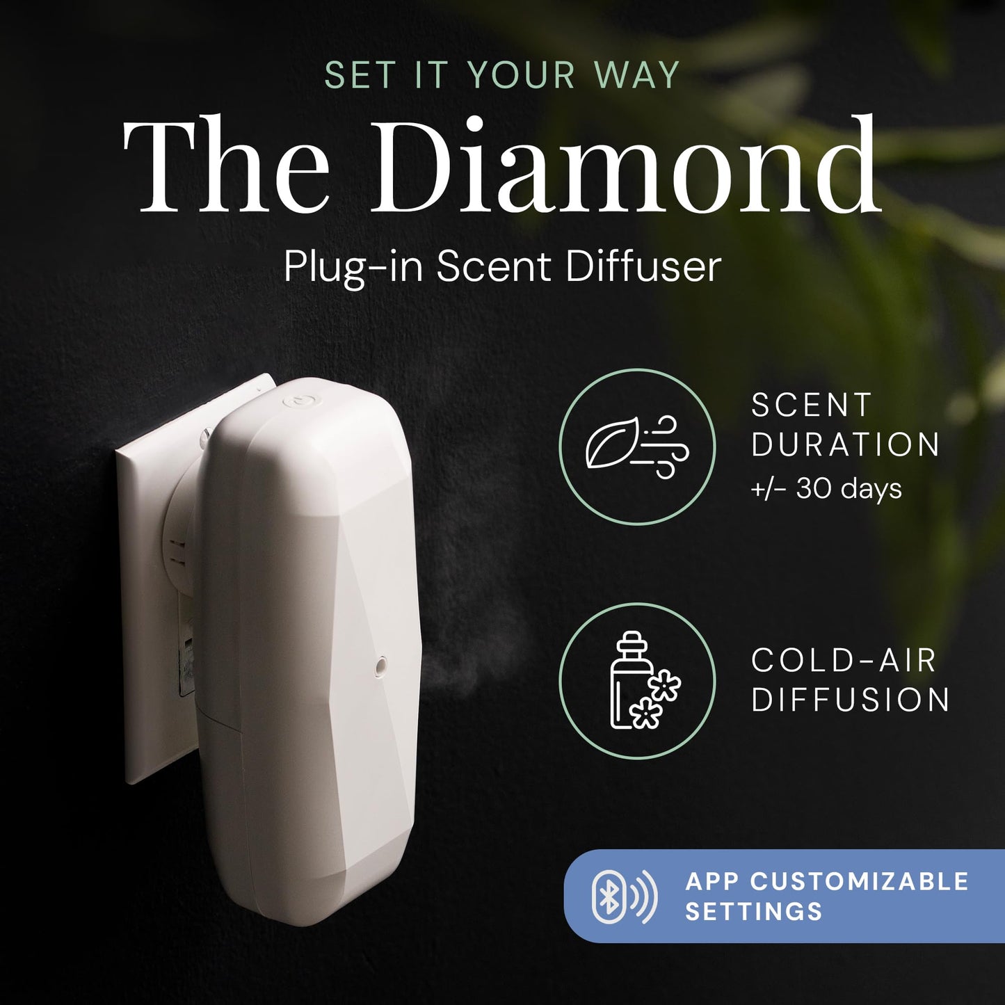 Air Esscentials Diamond Gift Set | Pet-Friendly Bluetooth Diffuser White