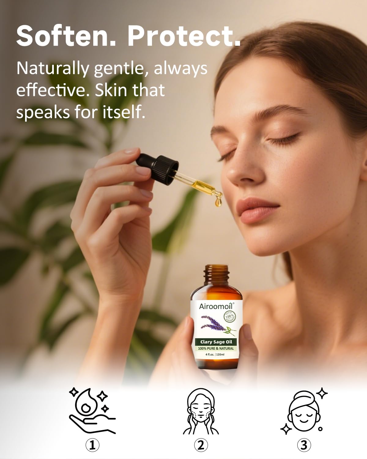 Airoomoil Pure Clary Sage Essential Oil – 4 oz (120 ml), 100% Natural, Premium Grade