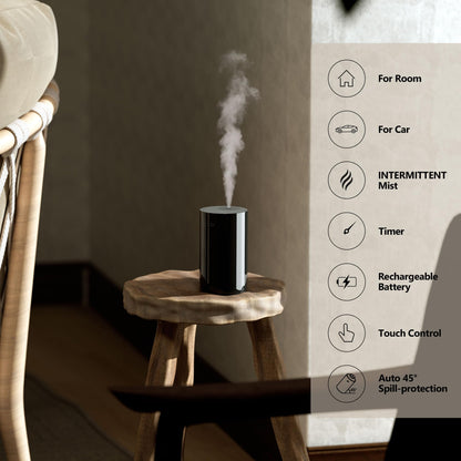 Airversa Waterless Diffuser – Battery-Operated Nebulizer for Essential Oils (AN8 Black)